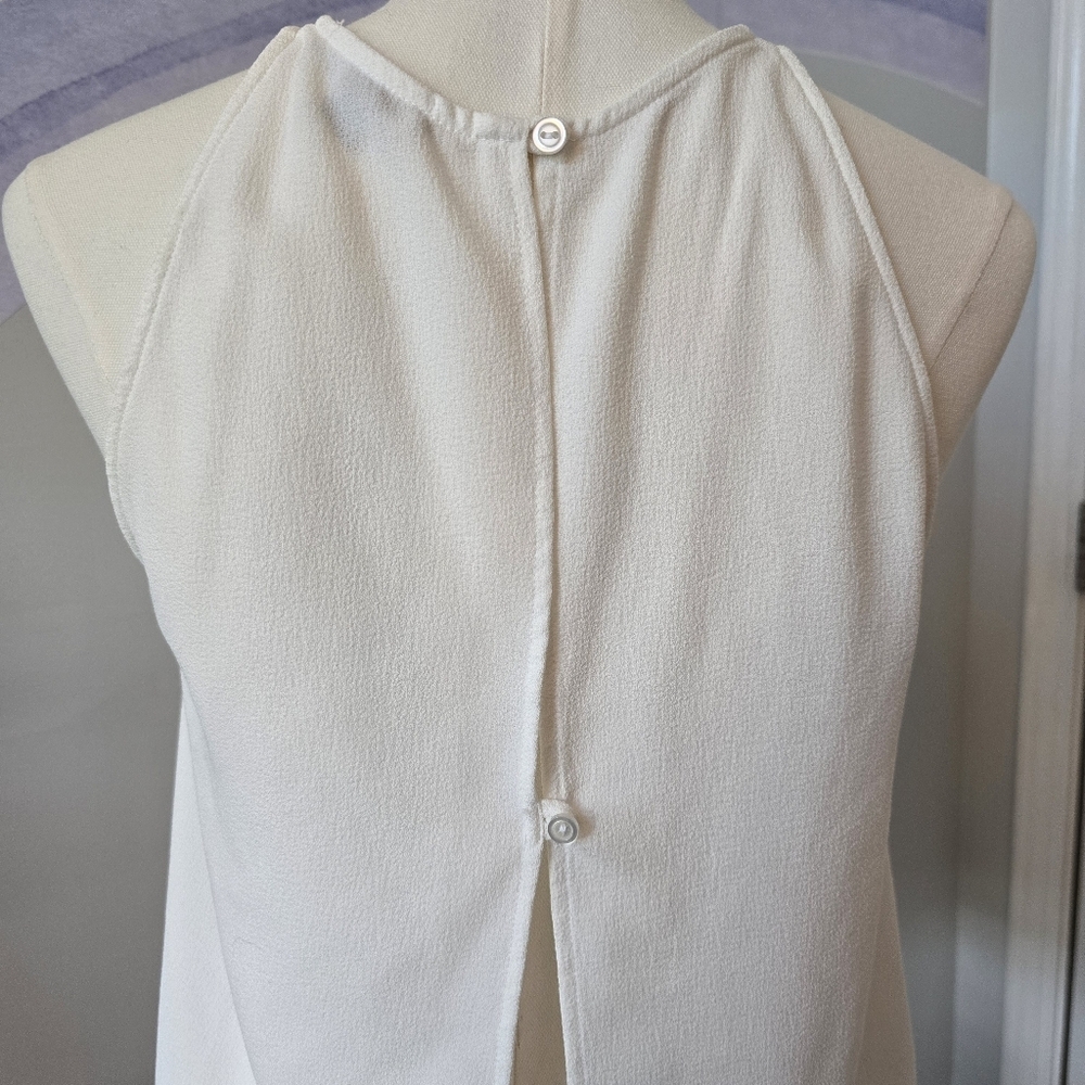 American Apparel | Small | White Crepe Open Back High Neck Sleeveless Tank - Picture 5 of 6